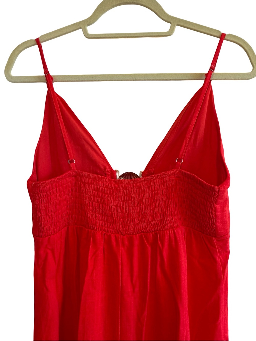 Paper Heart Anthropologie Linen Blend Shell Hardware Detail Maxi Dress Red M NWT - Picture 6 of 9